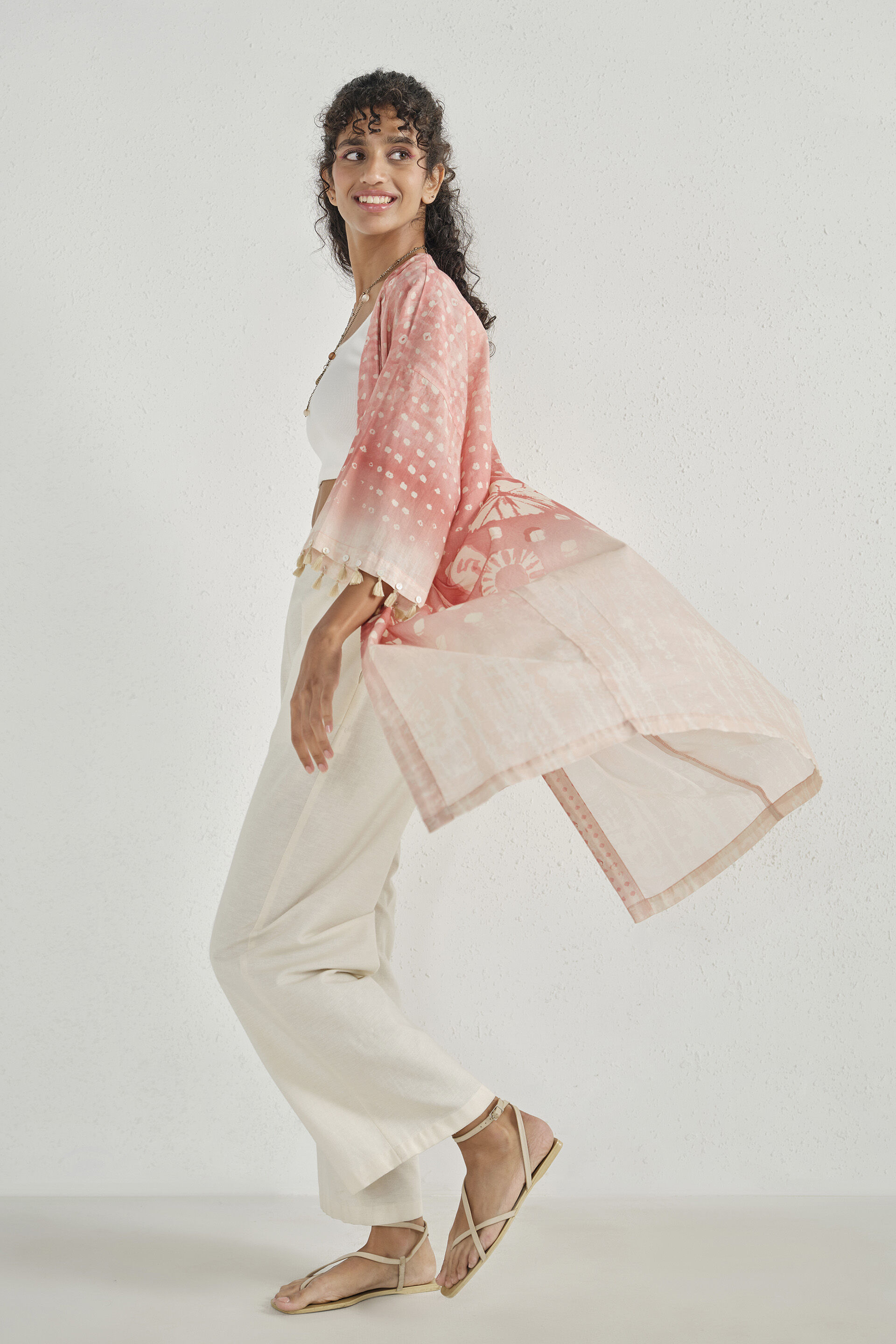 Pink Embroidered Long Shrug, Pink, image 4